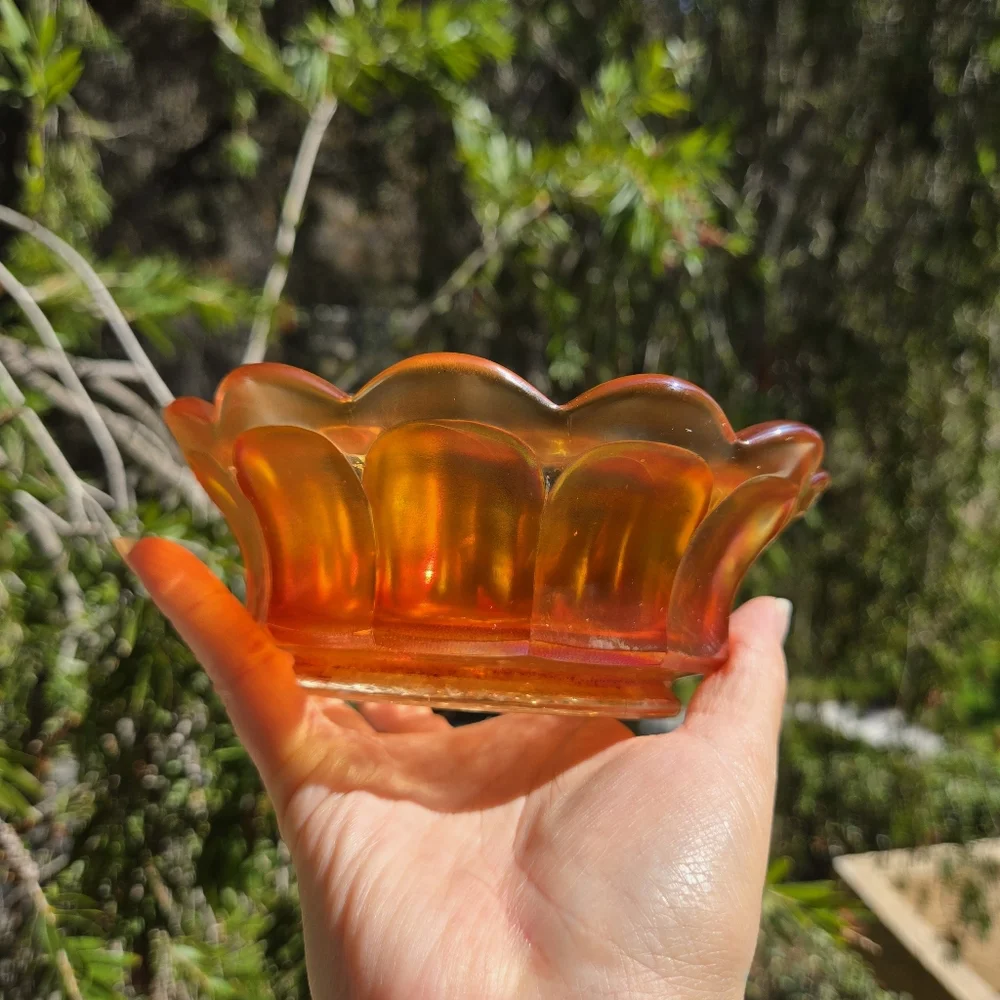 Antique Imperial Heavy Grape Marigold Carnival Glass‎ Bowl Antique Catchall Dish